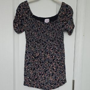 Isabel Maternity by Ingrid & Isabel Floral Black and Pink Blouse